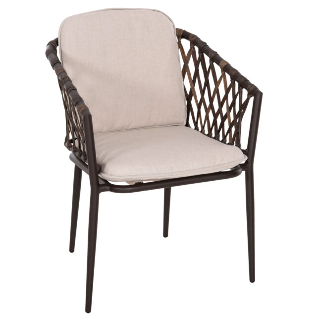ΠΟΛΥΘΡΟΝΑ ΑΛΟΥΜΙΝΙΟΥ BOLLY HM6080 ΚΑΦΕ-ΣΥΝΘ.RATTAN ΚΑΦΕ-ΜΠΕΖ ΜΑΞΙΛΑΡΙΑ 58,5x67x86Υεκ (Σετ 4 τμχ)