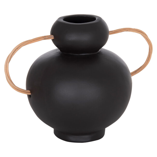 ΔΙΑΚΟΣΜΗΤΙΚΟ ΒΑΖΟ MIBO HM4688.01S ΤΕΡΑΚΟΤΑ ΜΑΥΡH--ΧΕΡΟΥΛΙΑ ΦΥΣΙΚΟ RATTAN 27x15x20Υεκ