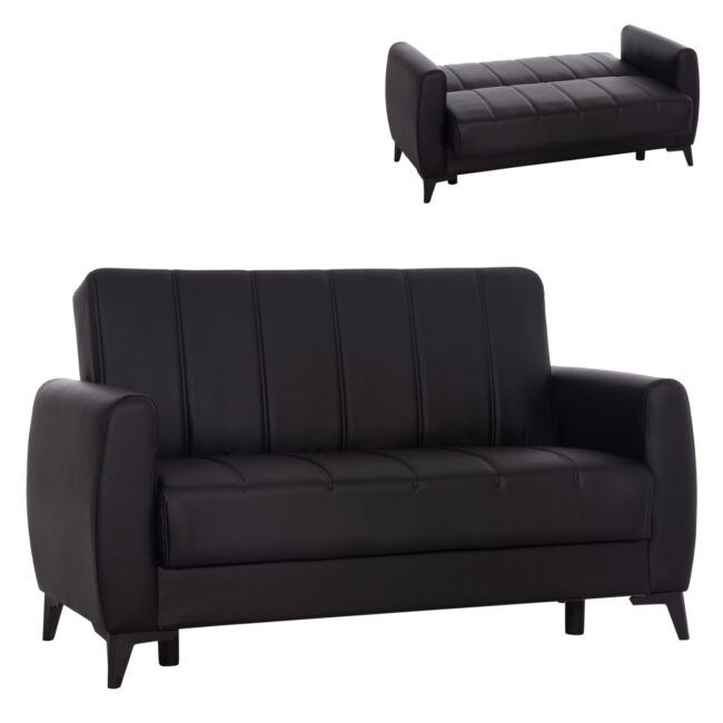 ΚΑΝΑΠΕΣ ΚΡΕΒΑΤΙ ΜΕ ΑΠΟΘ.ΧΩΡΟ ΔΙΘΕΣΙΟΣ NIKKO HM3293.11 ΜΑΥΡΟ PU 144x75x84Υεκ.