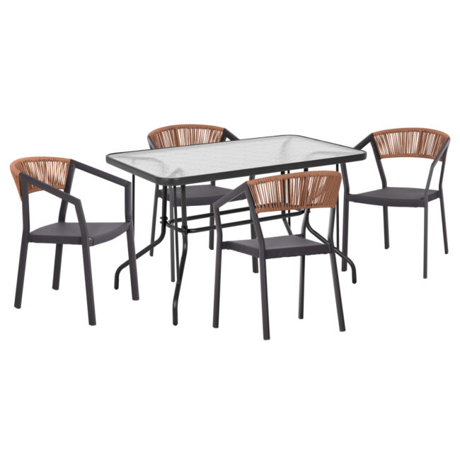 ΣΕΤ ΤΡΑΠΕΖΑΡΙΑΣ 5ΤΜΧ ADAM HM21160 ΚΑΡΕΚΛΕΣ ΑΛΟΥΜΙΝΙΟΥ & ΤΡΑΠΕΖΙ 120x70 ΓΚΡΙ