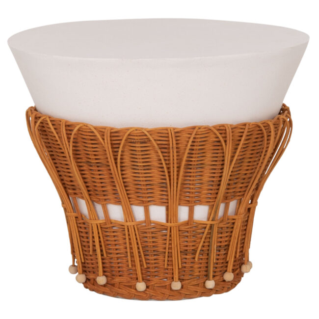 ΤΡΑΠΕΖΙ ΒΟΗΘΗΤΙΚΟ PERRAL HM18164.02S FIBER CEMENT ΛΕΥΚΟ-ΦΥΣΙΚΟ RATTAN--Φ42x36Υεκ