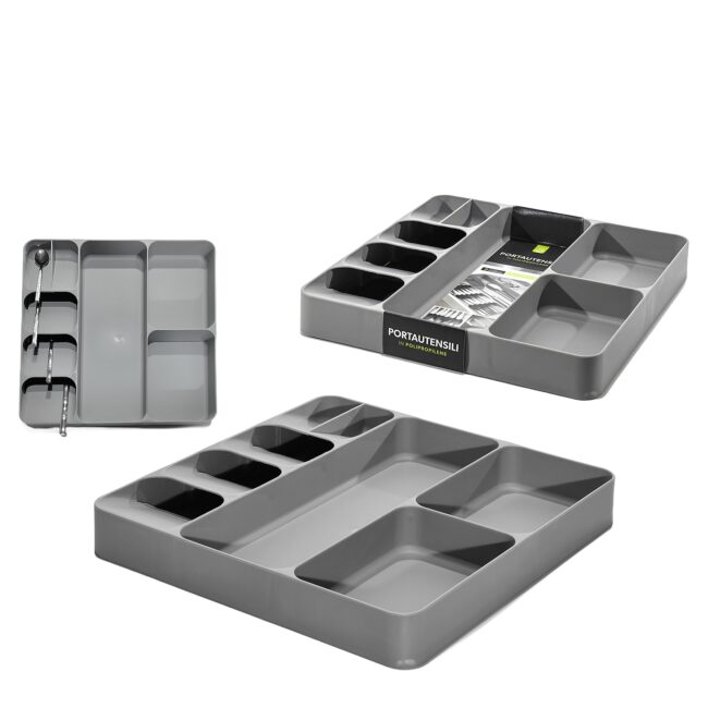 Θήκη Μαχαιροπήρουνων 8 Θέσεων 38.4x39.7x5.3cm Γκρι